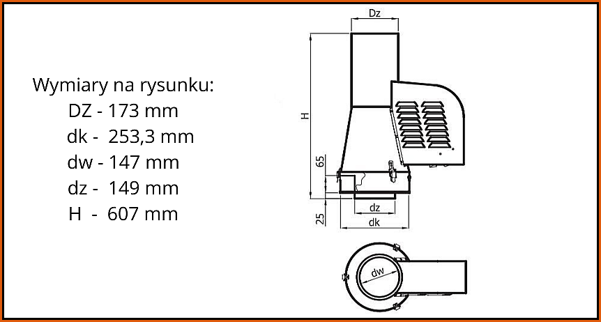 Generator GCK150/250-CH-B-K - rysunek z wymiarami