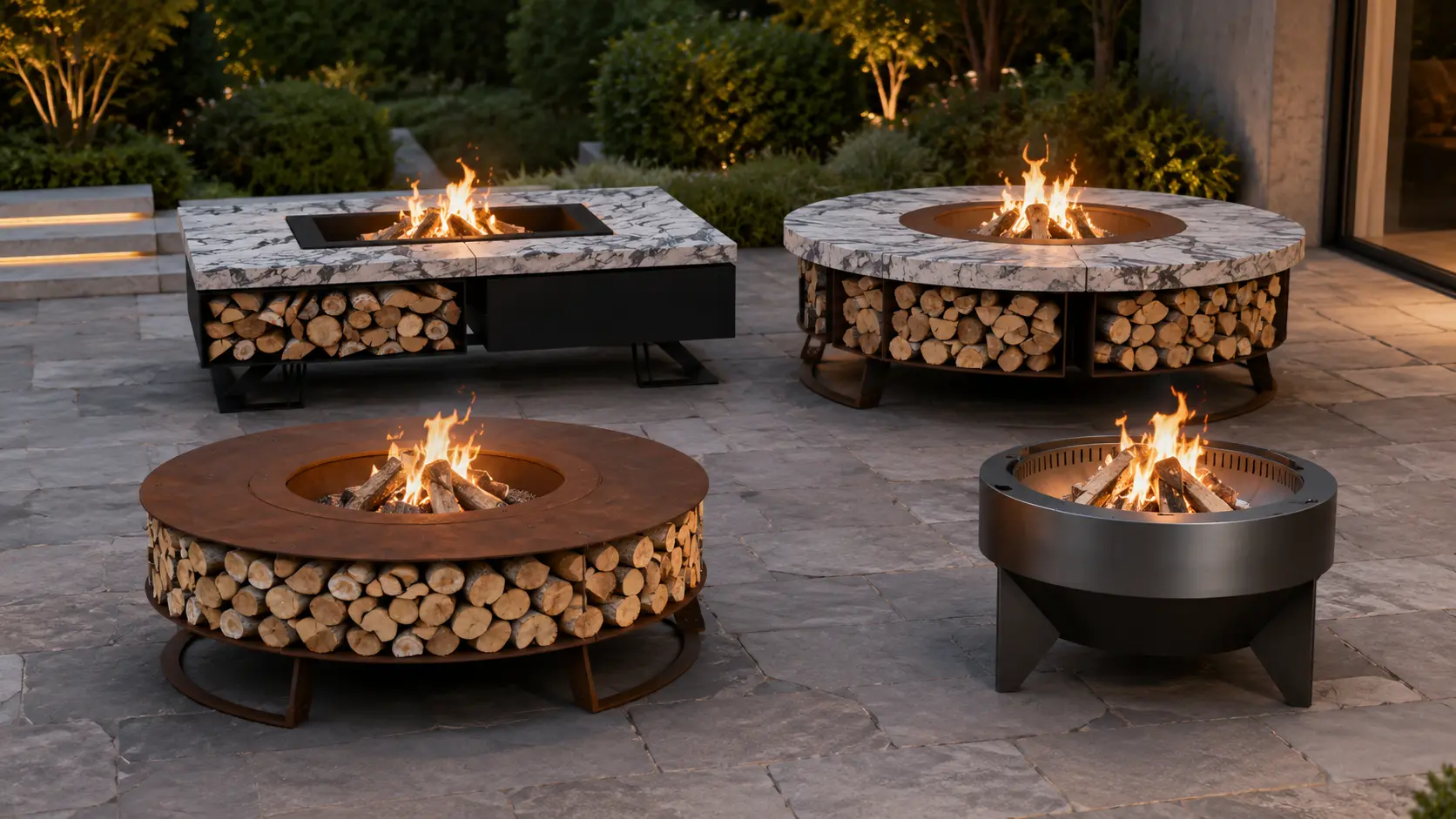 Porównanie linii palenisk ogrodowych Hetta Supply GTO Wood Round i Square