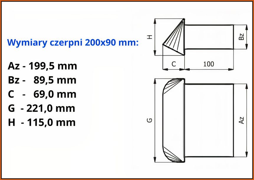 Czerpnia CZNP200x90-ML - rysunek