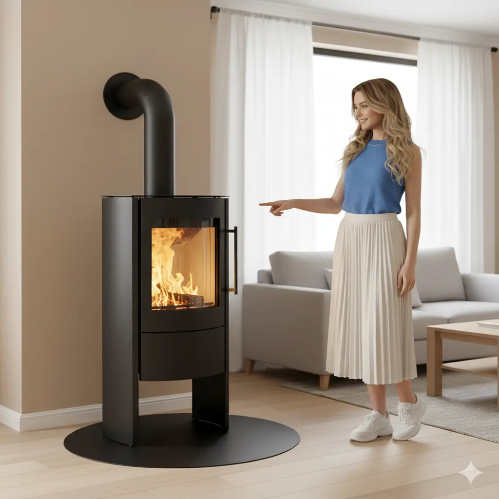 Rysunek techniczny z wymiarami pieca kominkowego Hajduk Compact