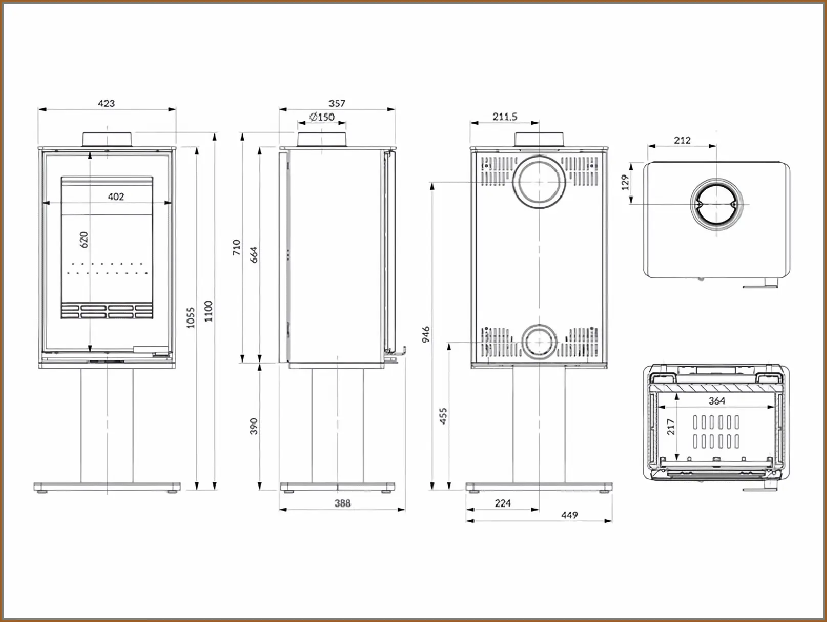 Piec-wolnostojący-KAWMET-VENUS-S16-Leg-Decor-ECO-rysunek
