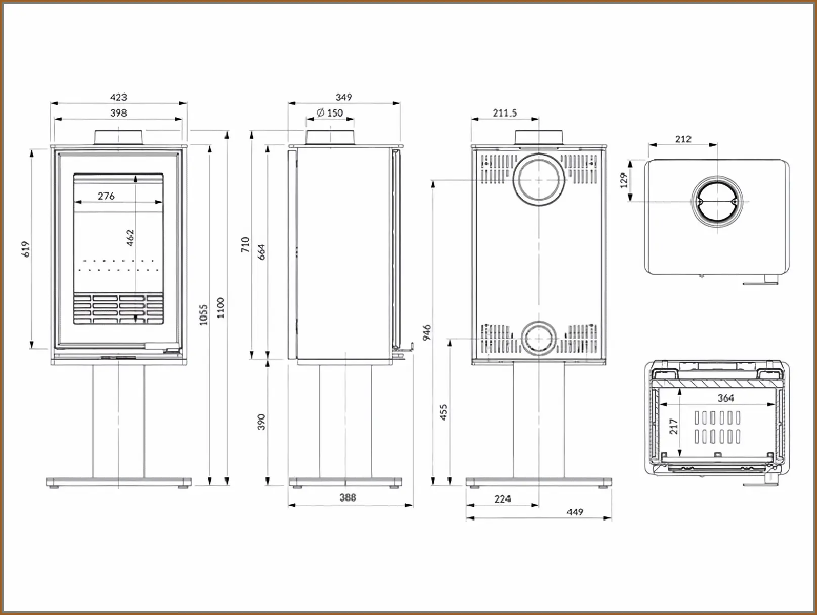 Piec-wolnostojący-KAWMET-VENUS-S16-Leg-ECO-rysunek