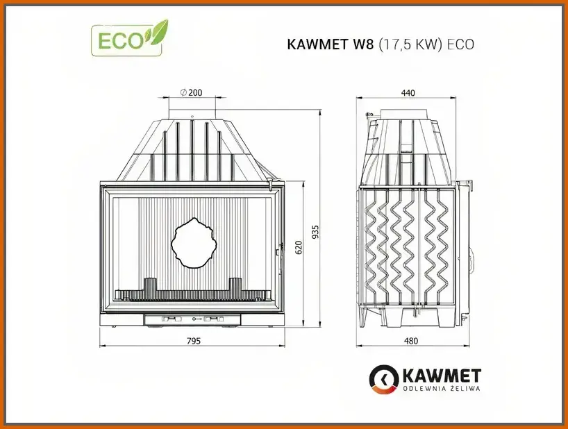 Wkład-kominkowy-Kawmet-W8-rysunek-z-wymiarami