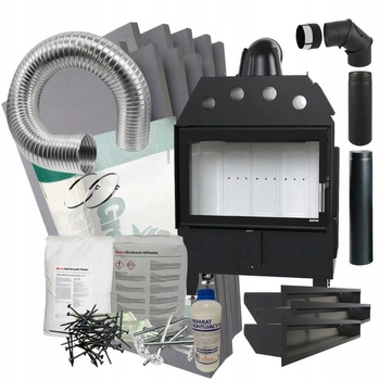 Kominek wkład prosty Defro Home Impuls ME i zestaw do montażu zabudowy