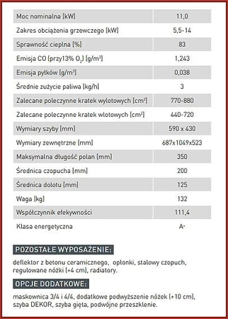 Wkład kominkowy powietrzny Hitze Albero AL11S.H