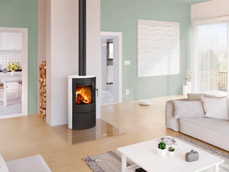 Piec kominkowy Romotop SONE 01 ceramika z reliefową strukturą