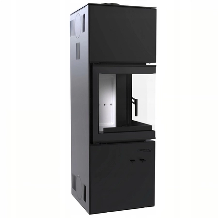 Piec kominkowy wolnostojący stalowy Defro Quadroom Long Przyłącze Zestaw