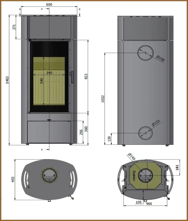 Piec kominkowy powietrzny Hajduk Arco F3A