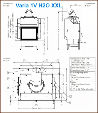 Wkład kominkowy z płaszczem wodnym Spartherm VARIA 1V H2O XXL