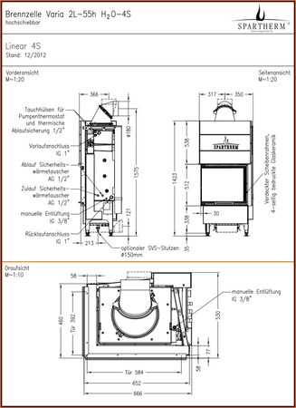 Wkład kominkowy z płaszczem wodnym Spartherm VARIA 2L-55h H2O