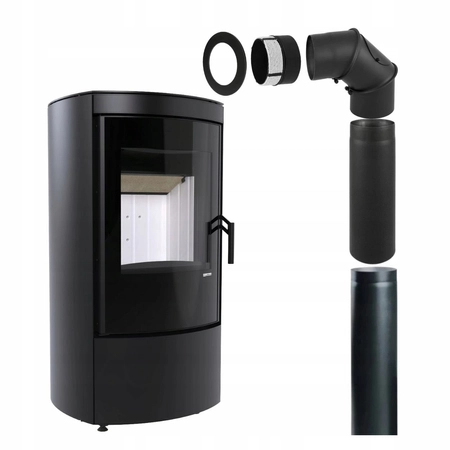 Piec kominkowy wolnostojący stalowy moc 6 kW Defro Ceres Przyłącze Zestaw