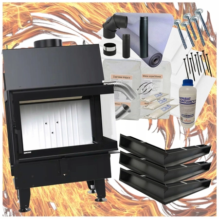 Wkład kominkowy prawy 9 kW Eko Defro Home Impuls SM BP Zestaw montażowy