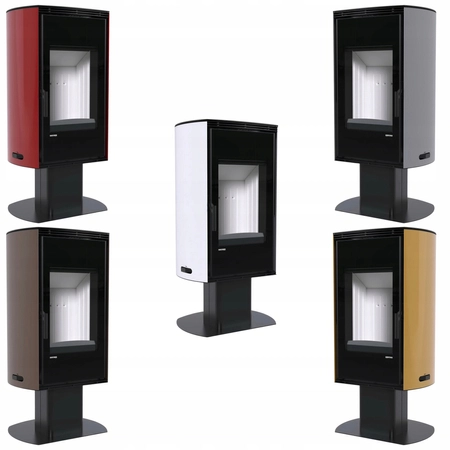 Piec kominkowy wolnostojący stalowy moc 9 kW Defro DEA TOP Przyłącze Zestaw