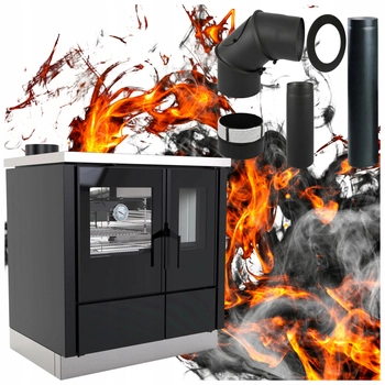 Piec kuchenny Kuchnia stalowy fajerki 9 kW Defro Culina S Przyłącze Zestaw