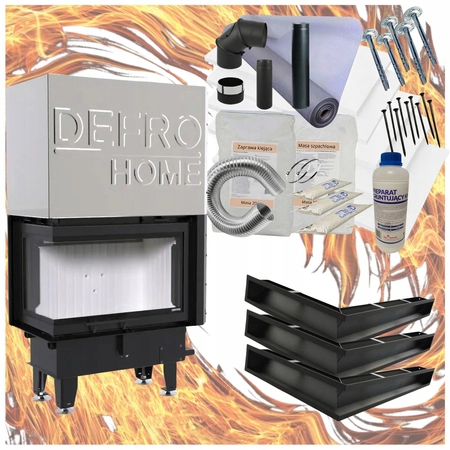 Wkład kominkowy lewy gilotyna 8 kW Defro Impuls S BL G Zestaw montażowy