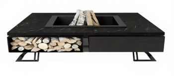 Palenisko ogrodowe Hetta Square 140 cm Stal/Granit