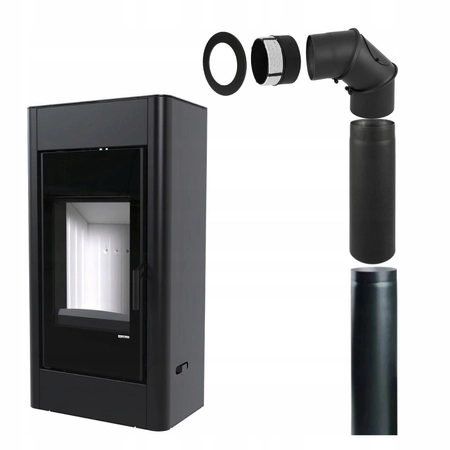 Piec kominkowy wolnostojący stalowy moc 9 kW Defro Solum Przyłącze Zestaw