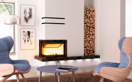 Wkład kominkowy powietrzny narożny lewy gilotyna Hajduk SMART 2LXTh