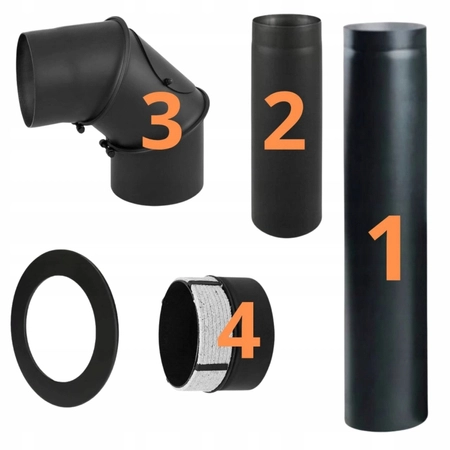 Piec kominkowy wolnostojący stalowy Defro Quadroom Long Przyłącze Zestaw