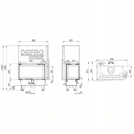 Wkład kominkowy lewy gilotyna 10 kW Defro Impuls ME BL G Zestaw montażowy