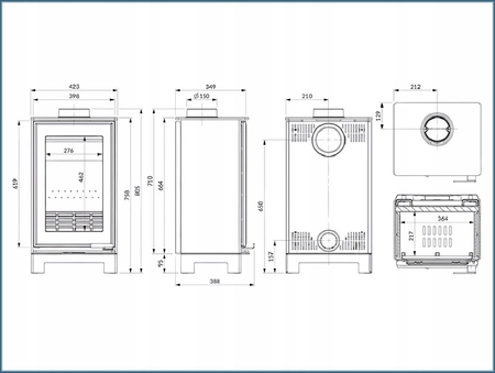 Piec wolnostojący stalowo żeliwny o mocy 9,5 kW KAWMET VENUS S16 Basic ECO