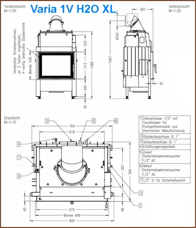 Wkład kominkowy z płaszczem wodnym Spartherm VARIA 1V H2O XL