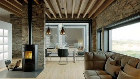 Piec kominkowy powietrzny czarny Defro Home CERES