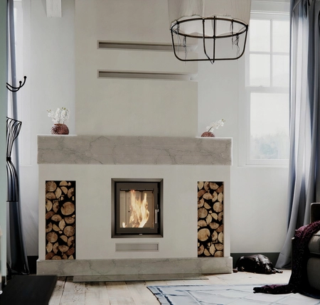 Wkład kominkowy prosty Defro Home Intra XS z zestawem do montażu zabudowy
