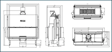 Wkład kominkowy powietrzny tunel gilotyna Hitze ARDENTE DUO 120x43.DGS