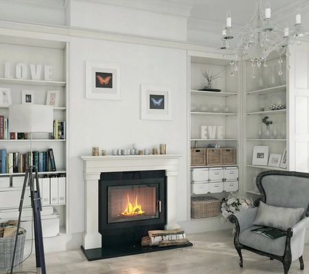 Wkład kominkowy prosty moc 10 kW Eko Defro Home Intra S Zestaw montażowy