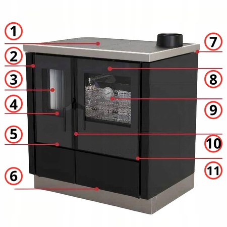 Piec kuchenny Kuchnia stalowy fajerki 9 kW Defro Culina S Przyłącze Zestaw