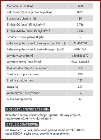 Wkład kominkowy powietrzny Hitze Albero AL16RG.H