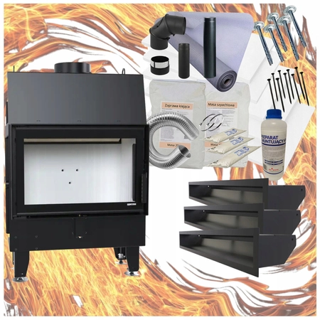 Kominek wkład prosty Defro Home Impuls SM i zestaw do montażu zabudowy