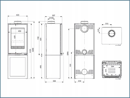 Piec wolnostojący stalowo żeliwny 9,5 kW KAWMET VENUS S16 L-Box Decor ECO
