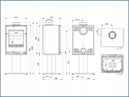 Piec wolnostojący koza 6,5 kW Kawmet HARITA S15i Leg Decor ECO EKOPROJEKT