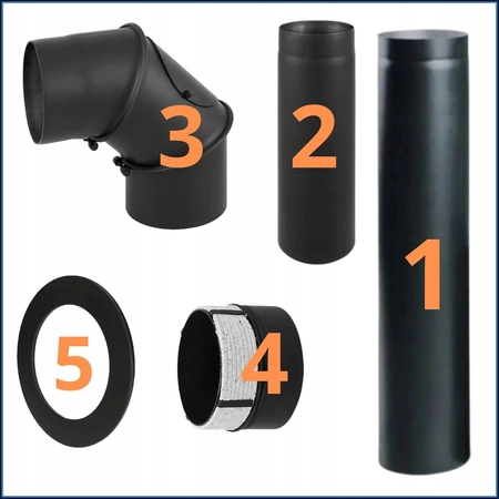 Piec kominkowy wolnostojący stalowy moc 9 kW Defro Orti Przyłącze Zestaw