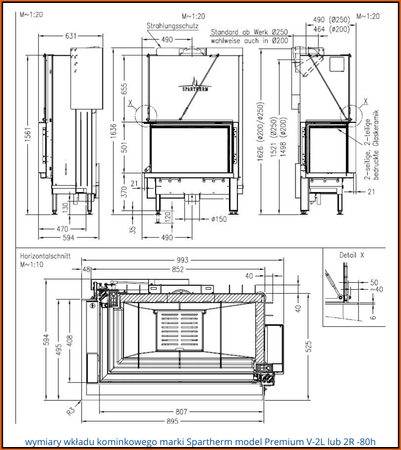 Wkład kominkowy powietrzny Spartherm Premium V-2R-80h