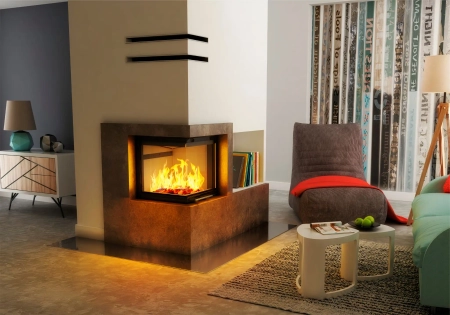 Wkład kominkowy powietrzny narożny lewy gilotyna Hajduk SMART 2LTh-S