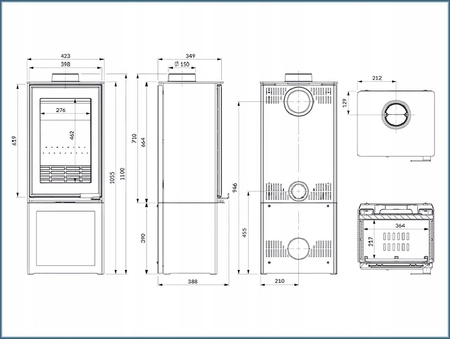Piec wolnostojący stalowo żeliwny 9,5 kW KAWMET VENUS S16 S-Box ECO