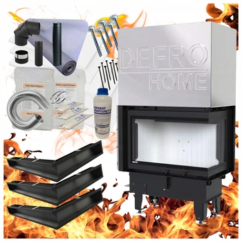 Wkład kominkowy prawy gilotyna 9 kW Defro Impuls SM BP G Zestaw montażowy