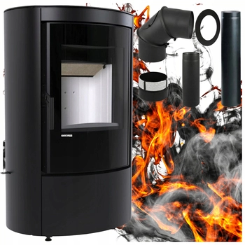 Piec kominkowy wolnostojący stalowy 6 kW Defro Ceres Eli Przyłącze Zestaw