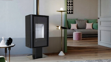 Piec kominkowy wolnostojący stalowy 9 kW Defro Solum Top Przyłącze Zestaw