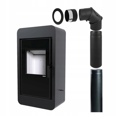 Piec kominkowy wolnostojący stalowy o mocy 6 kW Defro Pico Przyłącze Zestaw