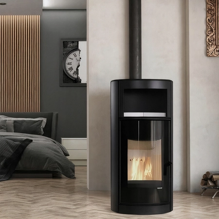 Piec kominkowy wolnostojący moc 9 kW Eko Defro Extento H Przyłącze Zestaw