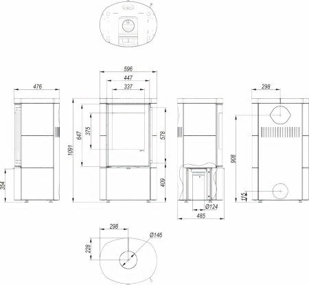 Defro Home Ceres KRM — piec wolnostojący na drewno 6 kW, klasa A+, Ekoprojekt
