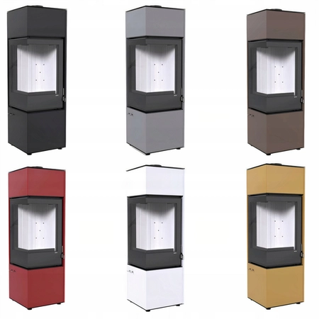 Piec kominkowy wolnostojący stalowy Defro Quadroom Long Przyłącze Zestaw