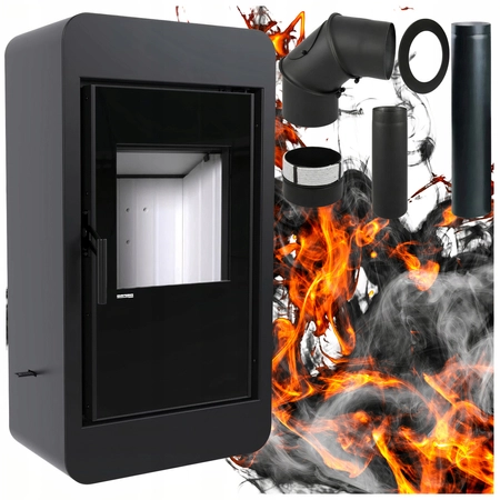 Piec kominkowy wolnostojący stalowy 9 kW Defro Quadroom Przyłącze Zestaw