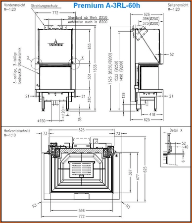 Wkład kominkowy powietrzny Spartherm Premium A-3RL-60h