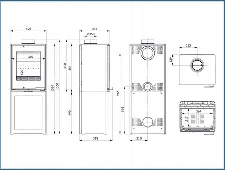 Piec wolnostojący koza 5,7 kW Kawmet HARITA S15v L-Box Decor ECO EKOPROJEKT