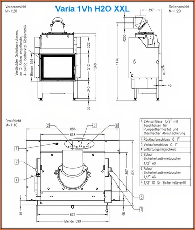 Wkład kominkowy z płaszczem wodnym Spartherm VARIA 1Vh H2O XXL